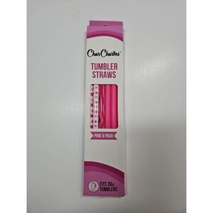 CharCharms Pink Pack 6 Pack Reusable Tumbler Straws Fits 30‎ oz